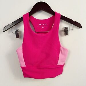 Wilo The Label Pink Racerback Sports Bra Cut out Back Size XS Padded Supportive